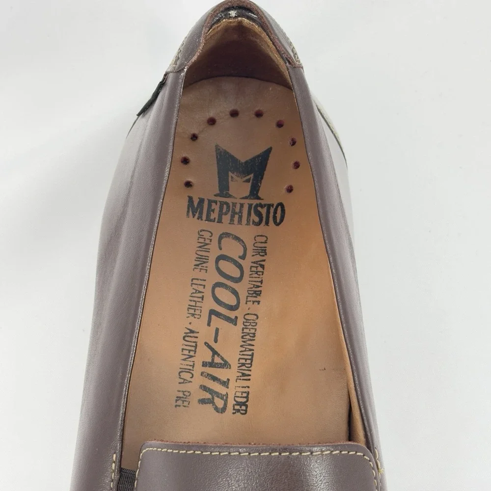 Mephisto‎ Mens Brown Leather Cool Air Slip On Driving Loafer Shoes Size US 13